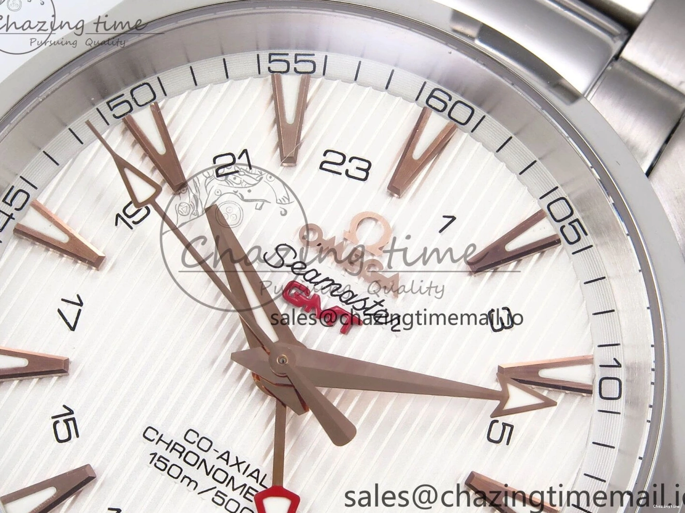 0508 Snug Aqua Terra 150M GMT OMF 1:1 Best Edition White RG Textured Dial on SS Bracelet A 7714